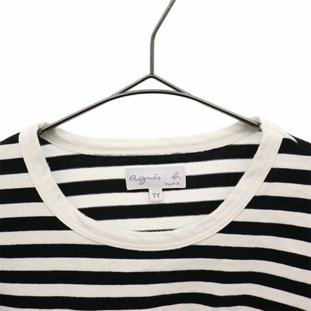 agnes b.(アニエスベー)のアニエスベー ボーダー 長袖 Tシャツ T1 ブラック×ホワイト agnes b. 日本製 ロンT レディース 古着 【231023】 レディースのトップス(Tシャツ(長袖/七分))の商品写真