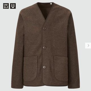 ユニクロ(UNIQLO)のUNIQLO U フリースカーディガン ダークブラウン 人気 お洒落 茶色(カーディガン)