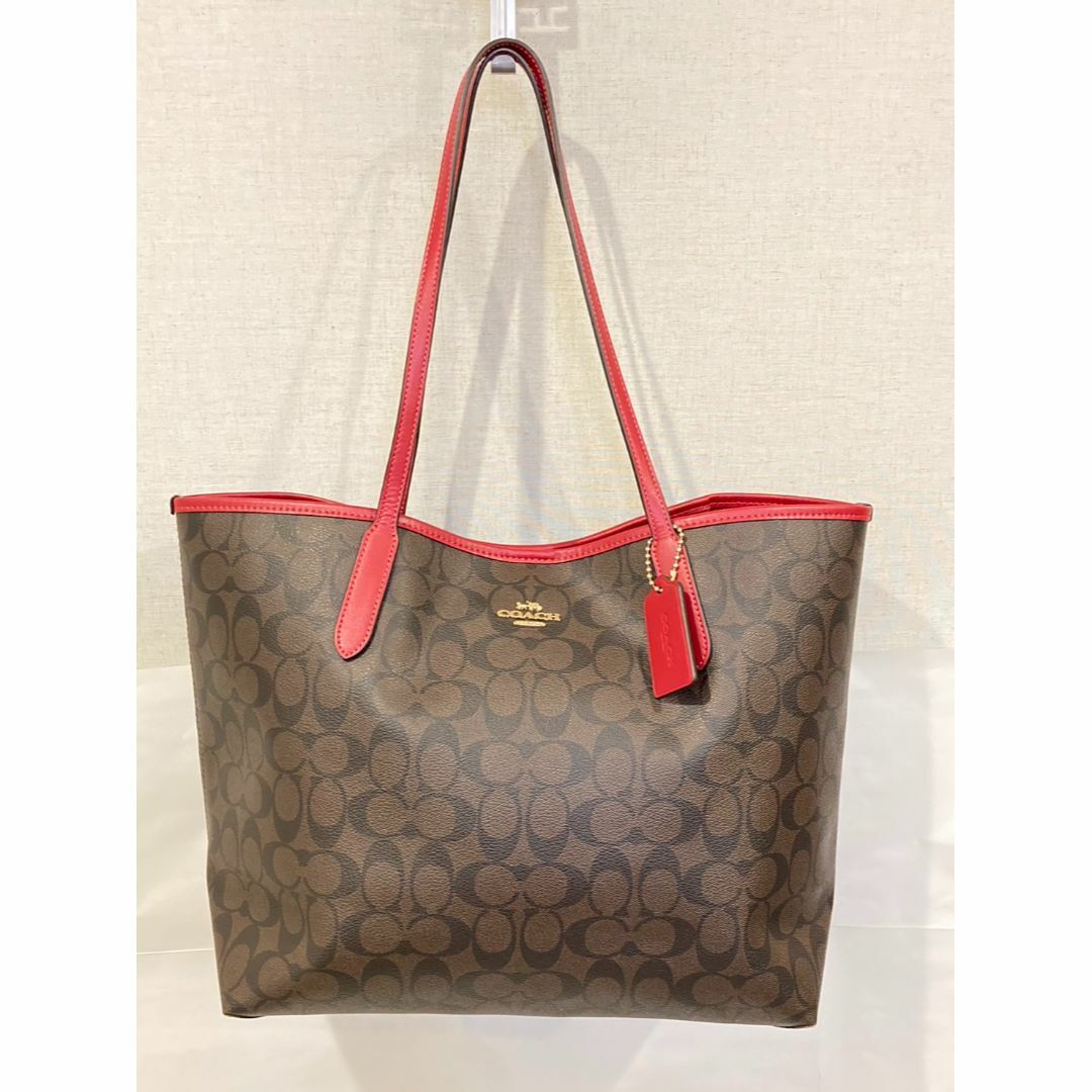 COACH - 美品 COACH コーチ シグネチャー PVC トートバッグ 5696の通販