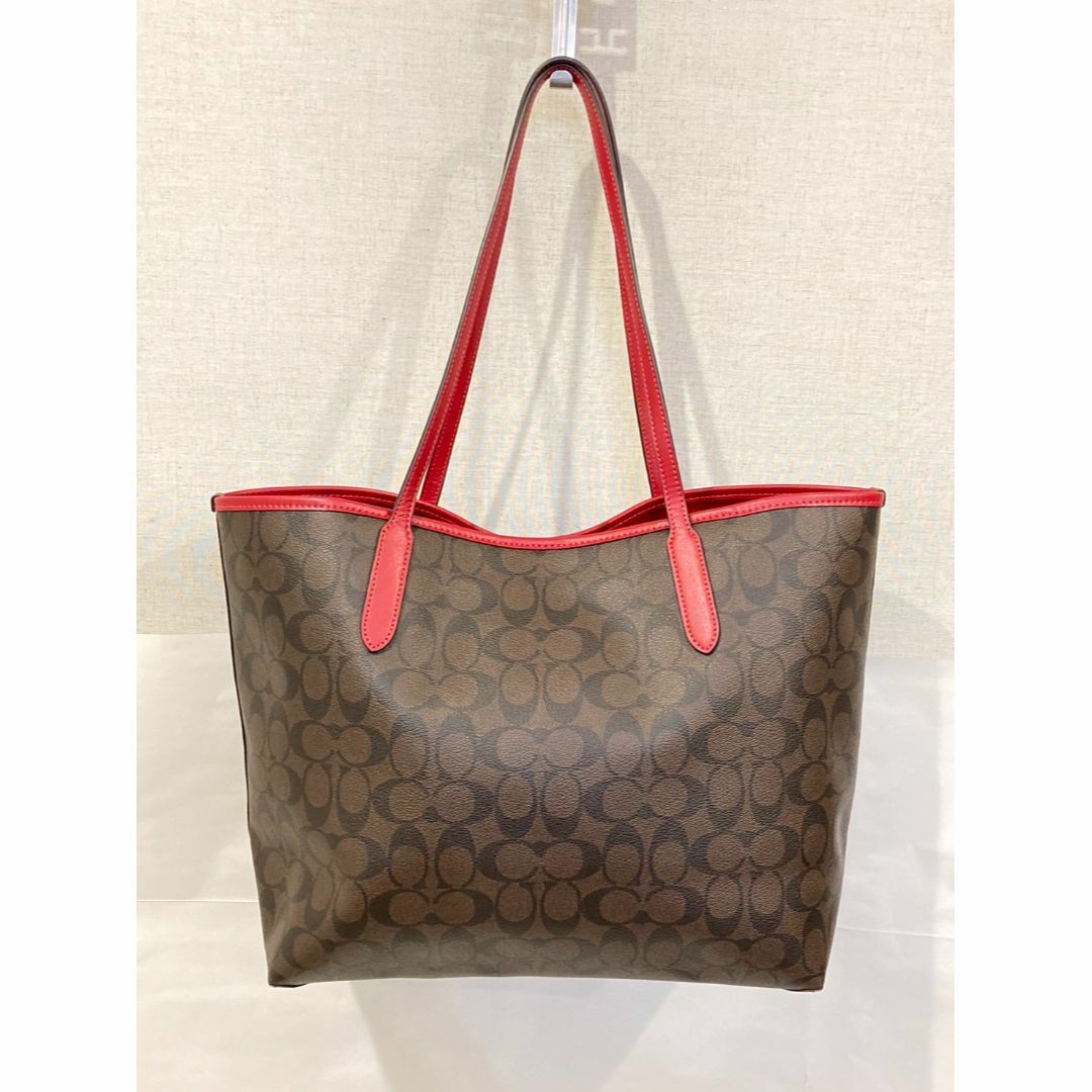 COACH - 美品 COACH コーチ シグネチャー PVC トートバッグ 5696の通販