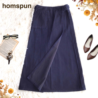 @【F】homspun ホームスパン インディゴ デニム ラップ スカート