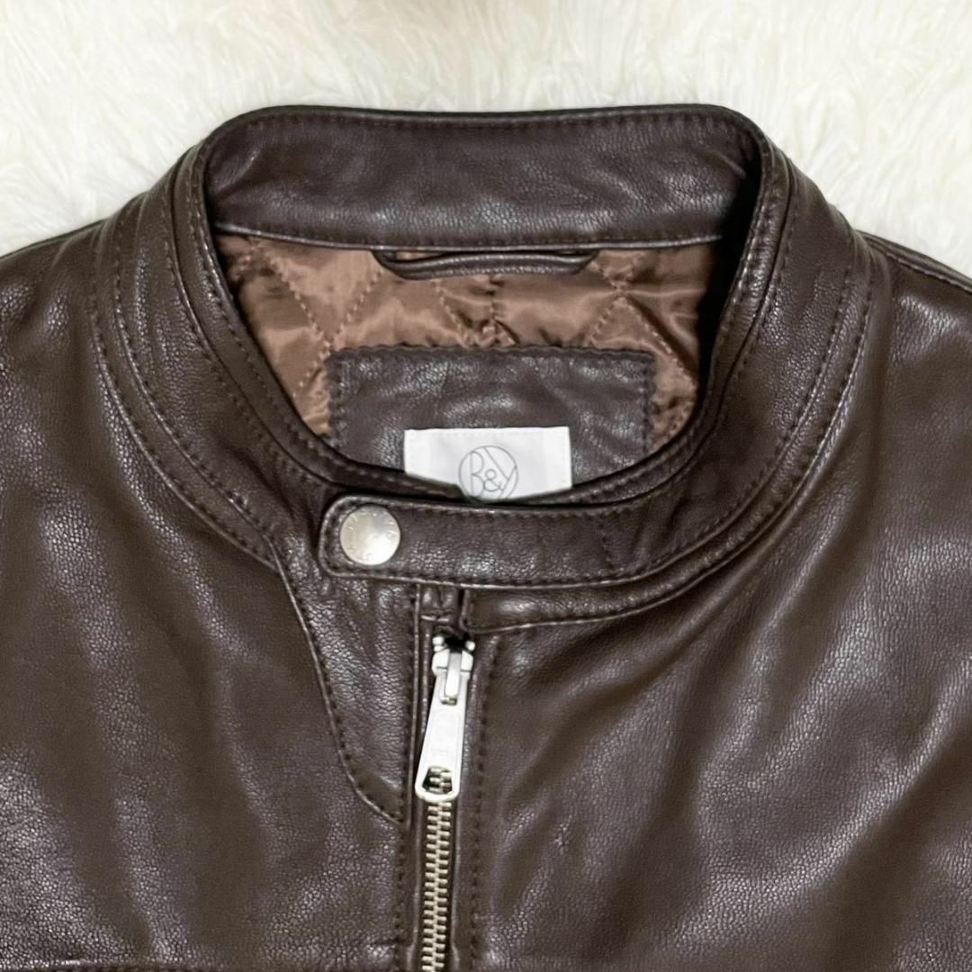 極美品 XL ユナイテッドアローズ 中綿 山羊革 ライダース ジャケット 茶