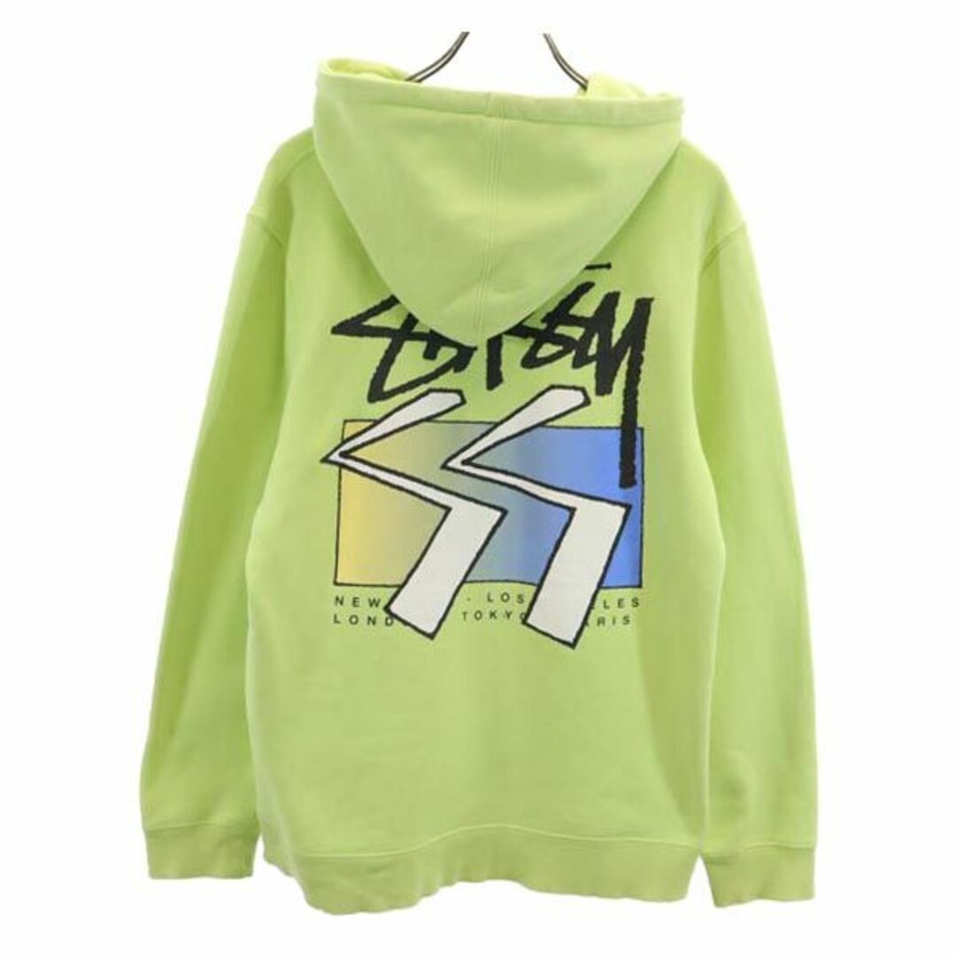 [人気デザイン]stussy  パーカー　　プリントデカロゴ　スウェット　M