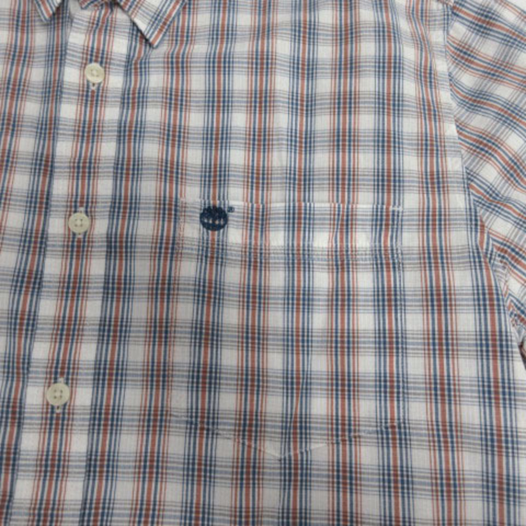 Timberland(ティンバーランド)のティンバーランド シャツ レギュラーフィット ロゴ チェック 白 赤系 青 M メンズのトップス(シャツ)の商品写真