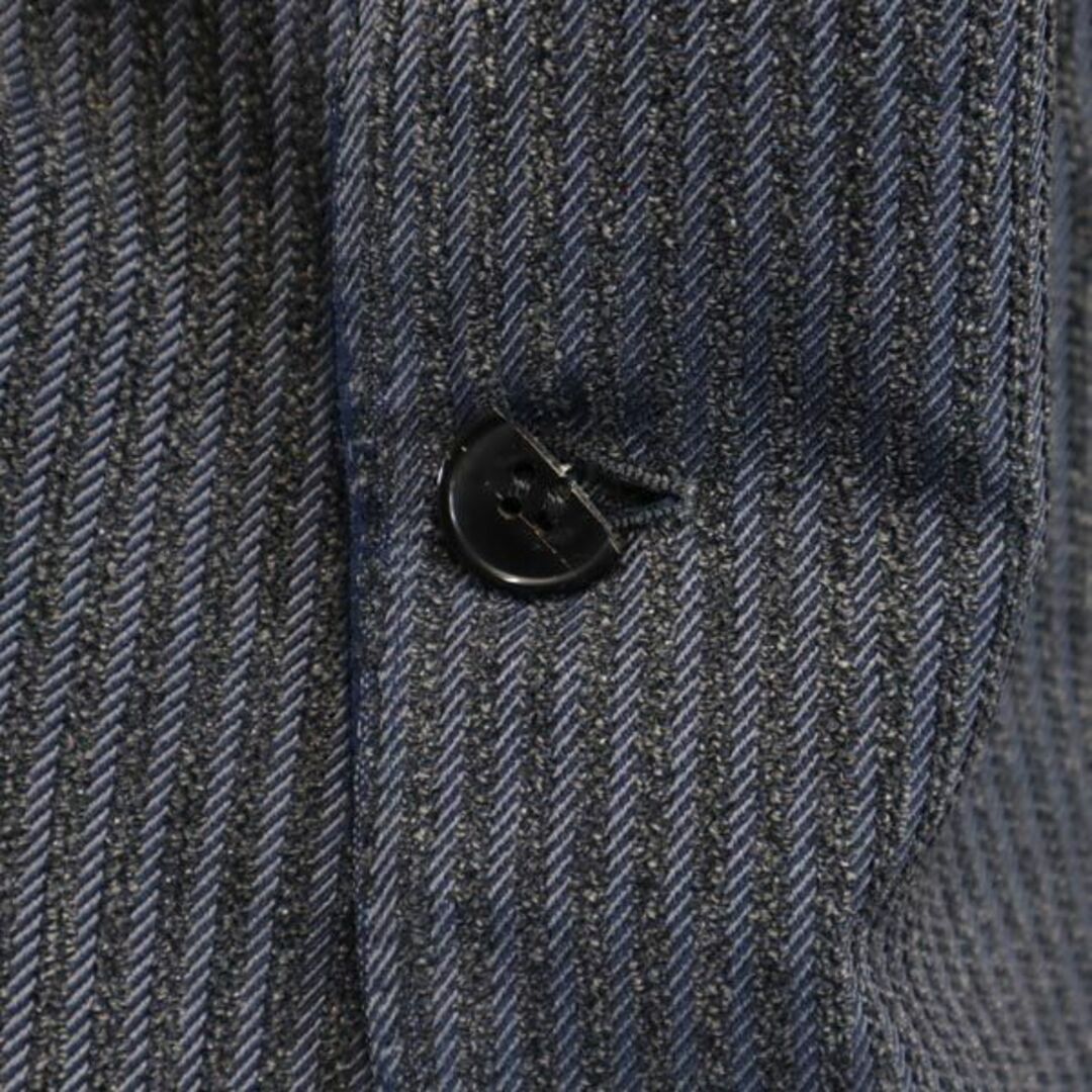 ランバン 長袖 日本製 シルク100% テーラードジャケット T46-54 黒×青系 LANVIN メンズ 古着 【231023】