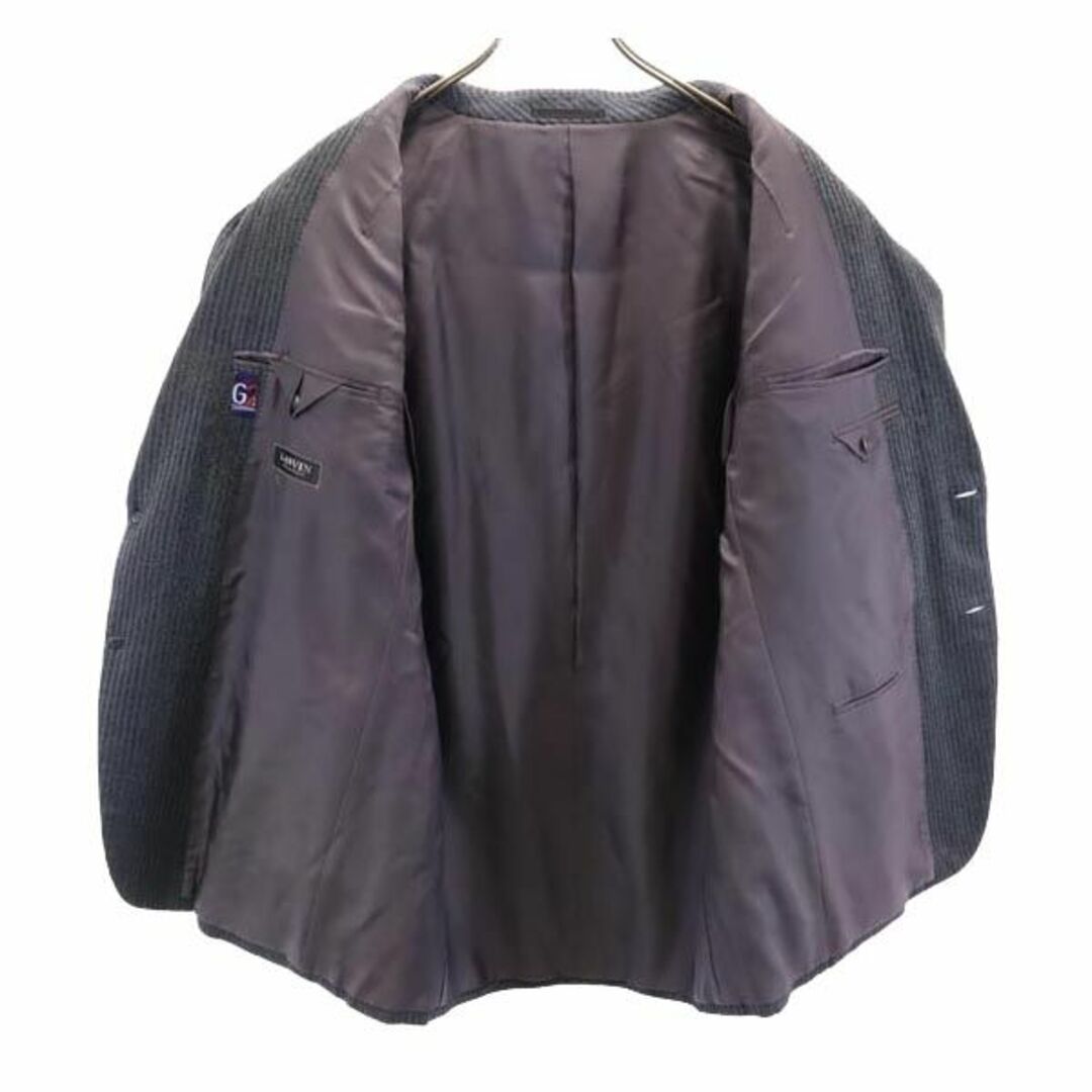ランバン 長袖 日本製 シルク100% テーラードジャケット T46-54 黒×青系 LANVIN メンズ 古着 【231023】