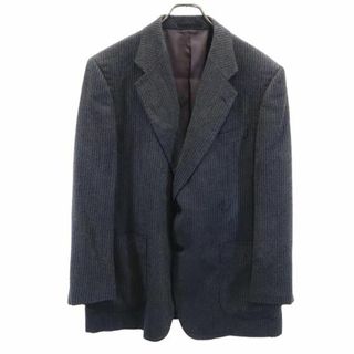 ランバン(LANVIN)のランバン 長袖 日本製 シルク100％ テーラードジャケット T46-54 黒×青系 LANVIN メンズ 古着 【231023】(テーラードジャケット)