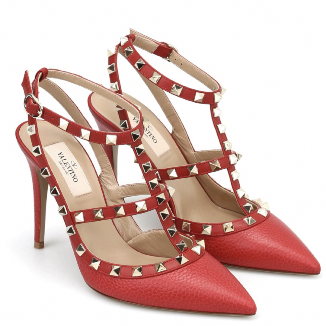 VALENTINO ヴァレンティノ スタッズパンプス ヒール 赤 | フリマアプリ ラクマ