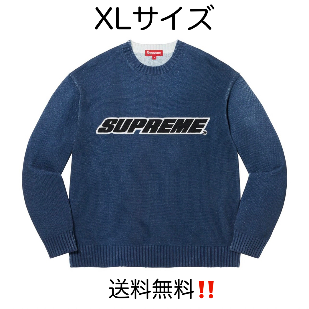 Supreme Printed Washed Sweater NAVY XL