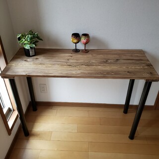 【楓さん】110×73木製足　アンティーク　ウォールナット　カウンターテーブル(ダイニングテーブル)