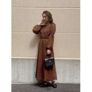 moussy マウジー ブラウン SHEER FLOWER ドレス ワンピース