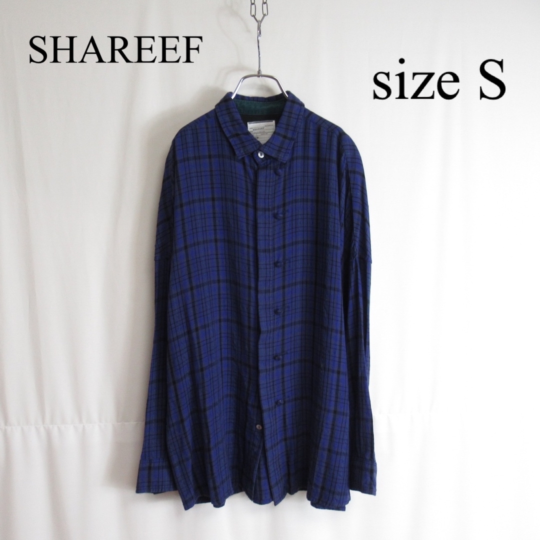SHAREEF レーヨン チェック シャツ モード トップス チャイナシャツ S