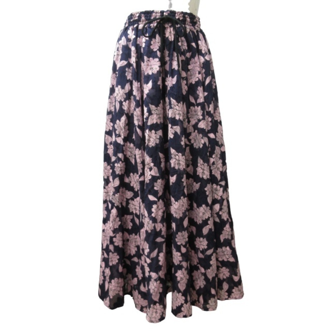 オブリ 美品 近年 ロングスカート コットン 花柄 紫 Mのサムネイル