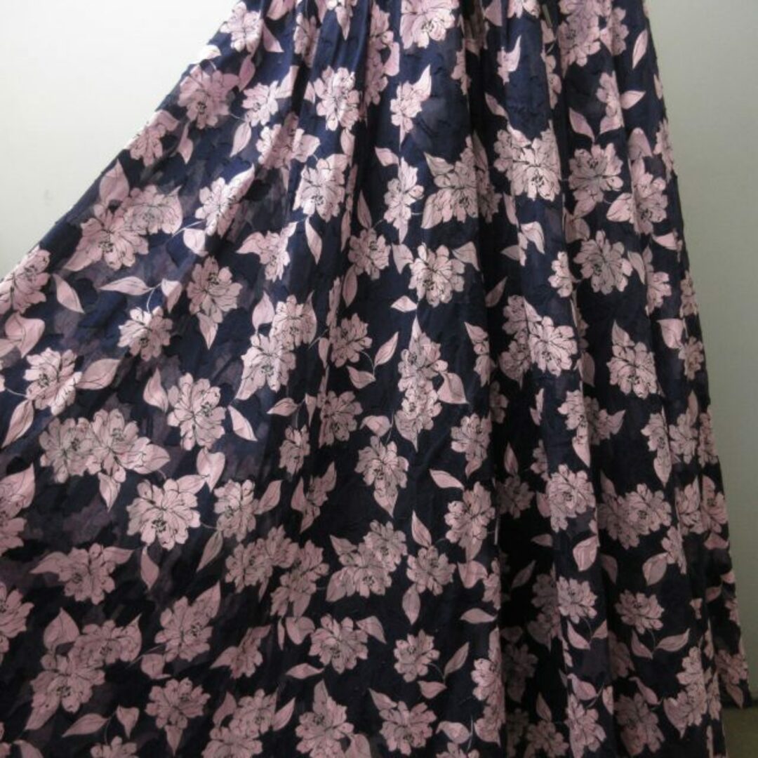 オブリ 美品 近年 ロングスカート コットン 花柄 紫 M