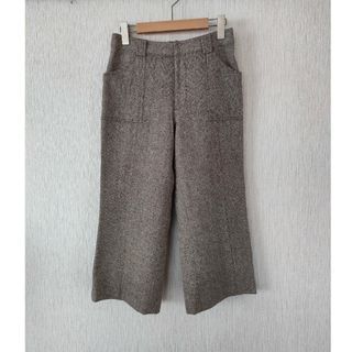 クロップドパンツ ベージュ ブラウン  ウール混 美品(クロップドパンツ)