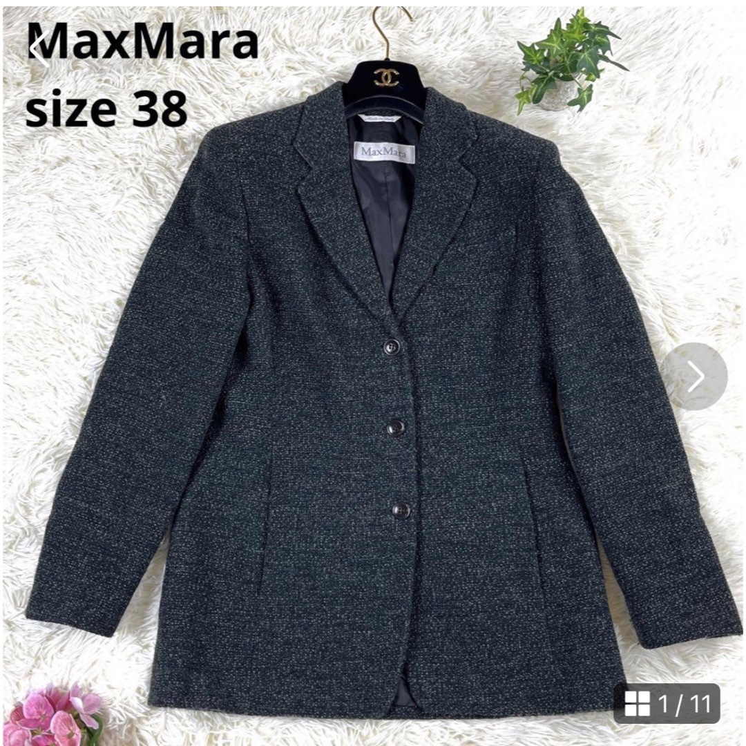 【MaxMara】マックスマーラ　銀タグ（38）ジャケット　ツイード　高級感