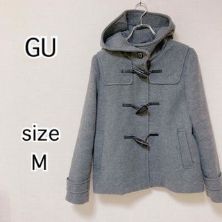 GU - [GU]ジーユー　フード　ショートダッフルコート　グレー　M