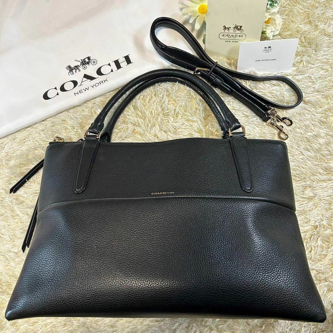 極美品】コーチ 28160 ザ ボロー 2way ショルダーバック レザー 黒-