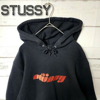 XLサイズ相当】ステューシー☆刺繍ロゴ入りパーカー ストリート ブラック-