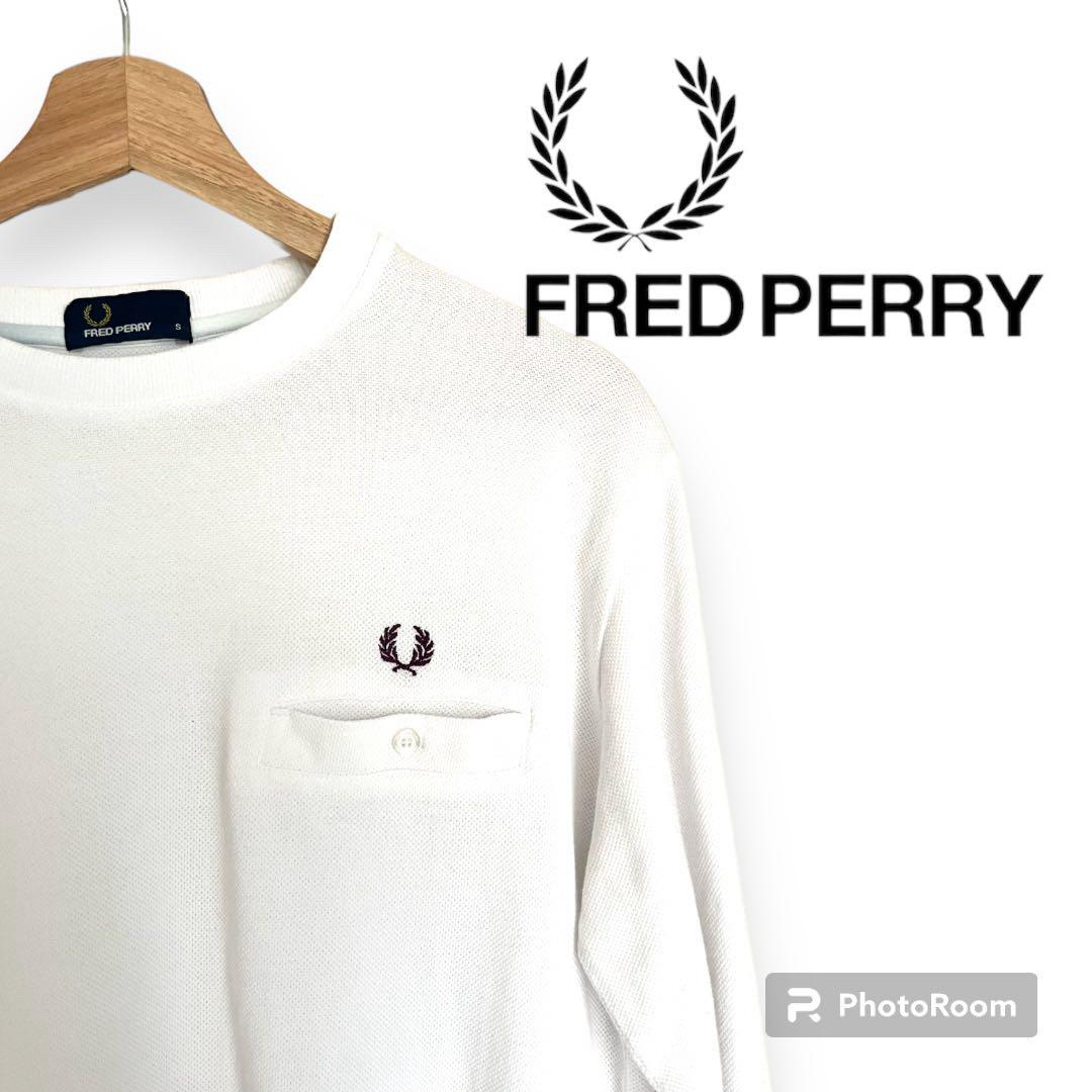 ★美品★ FRED PERRY フレッドペリー Tシャツ 鹿の子 ポケット 長袖