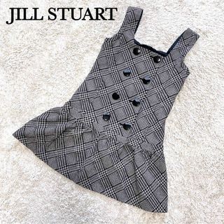 ジルスチュアート(JILLSTUART)のジルスチュアート 重ね着 ジャンパースカート フレア 千鳥 柄 ワンピース M(ひざ丈ワンピース)