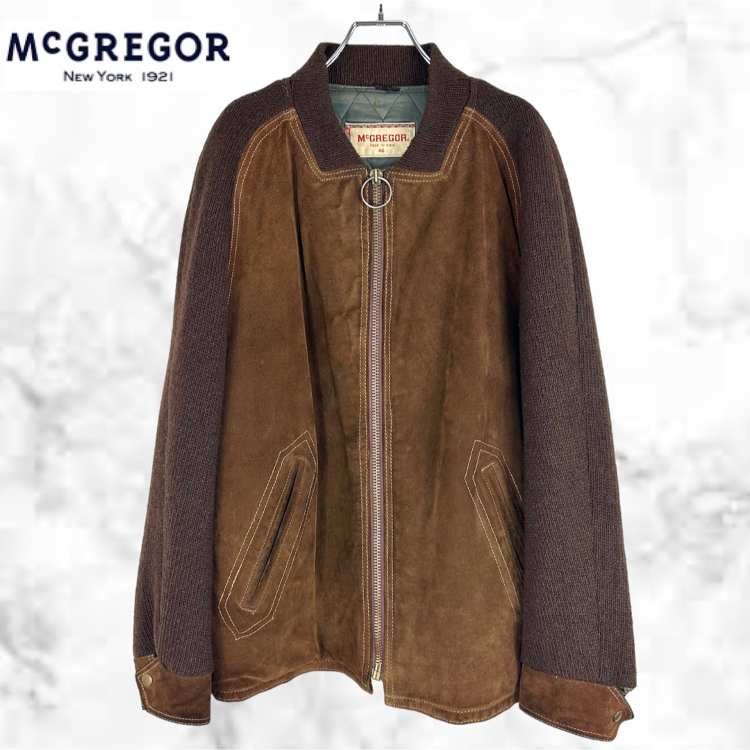 【70's】McGREGOR スウェードニット切替ブルゾン USA製 ブラウン | フリマアプリ ラクマ