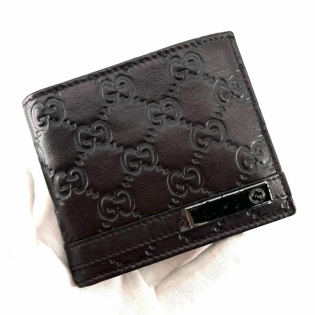 Gucci - 美品 グッチ 折財布 シマ ブラウン系 レザー インター