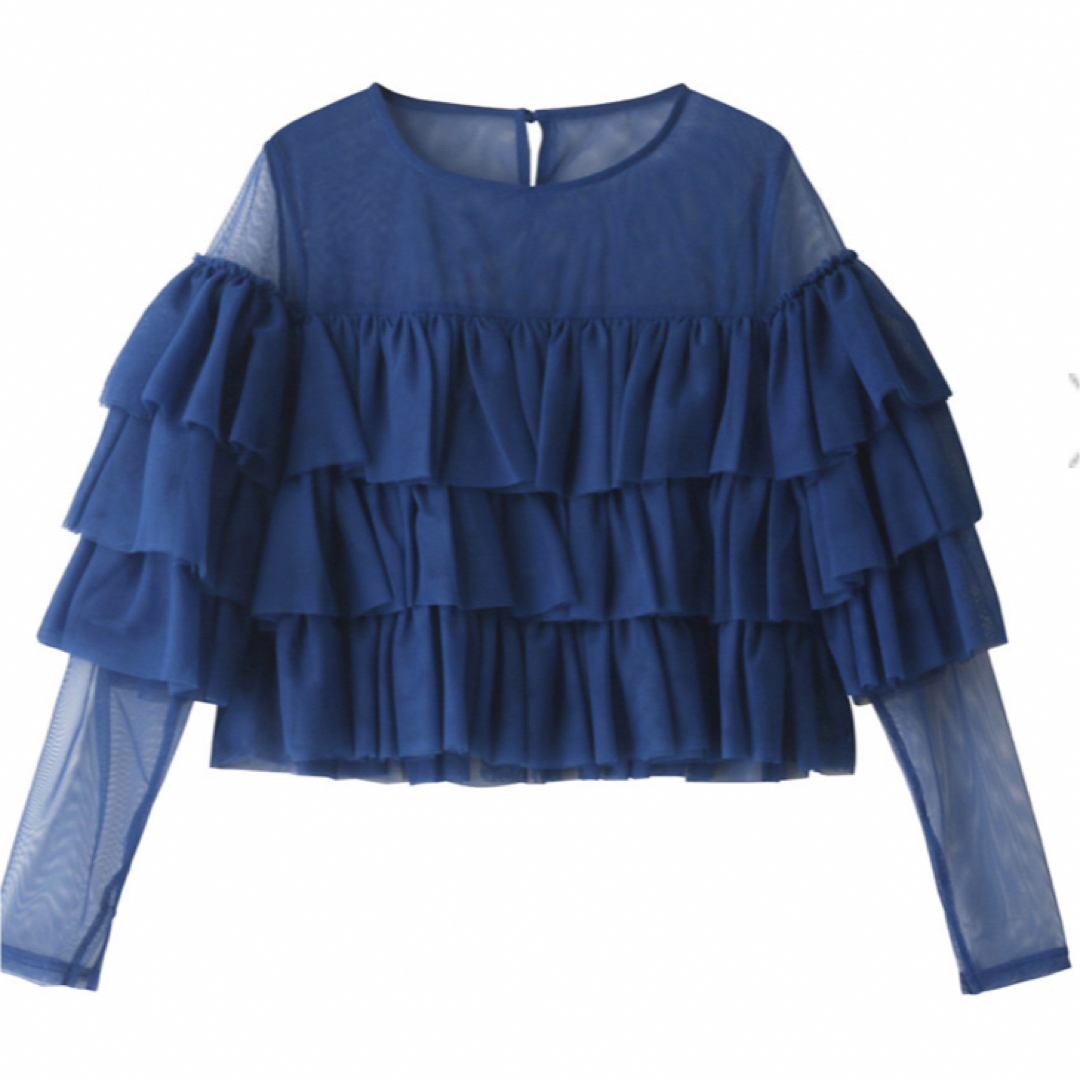 Ezick  Around frill tulle シアーブラウス