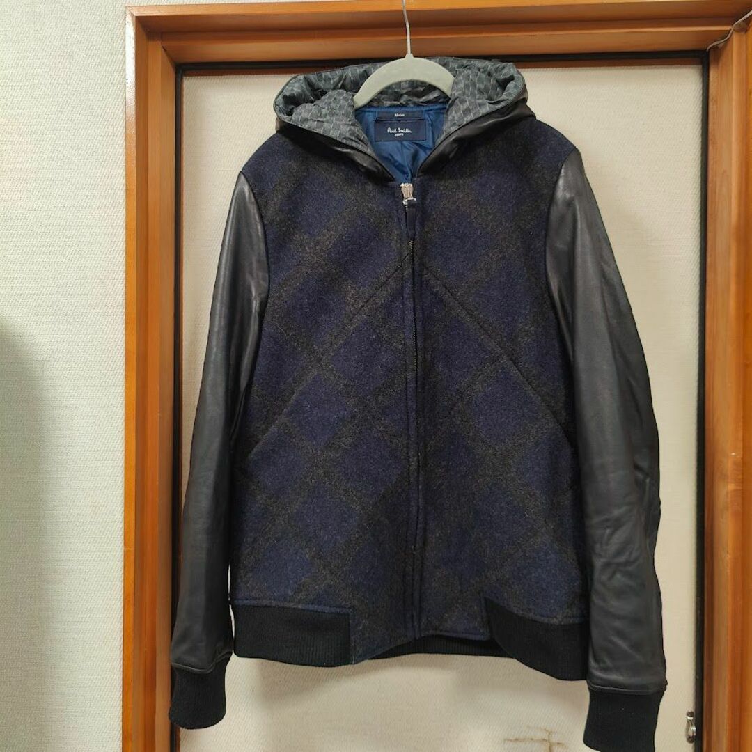 Paul Smith(ポールスミス)のポールスミス フード付 袖切替 レザーブルゾン Mサイズ ジャンパー メンズのジャケット/アウター(ブルゾン)の商品写真