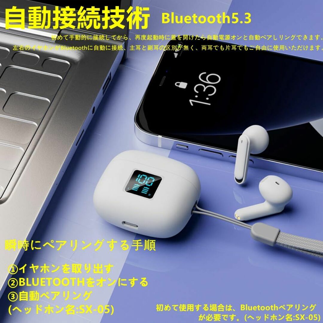 イヤホン ワイヤレス Bluetooth ワイヤレスイヤホン 2023新登場 無