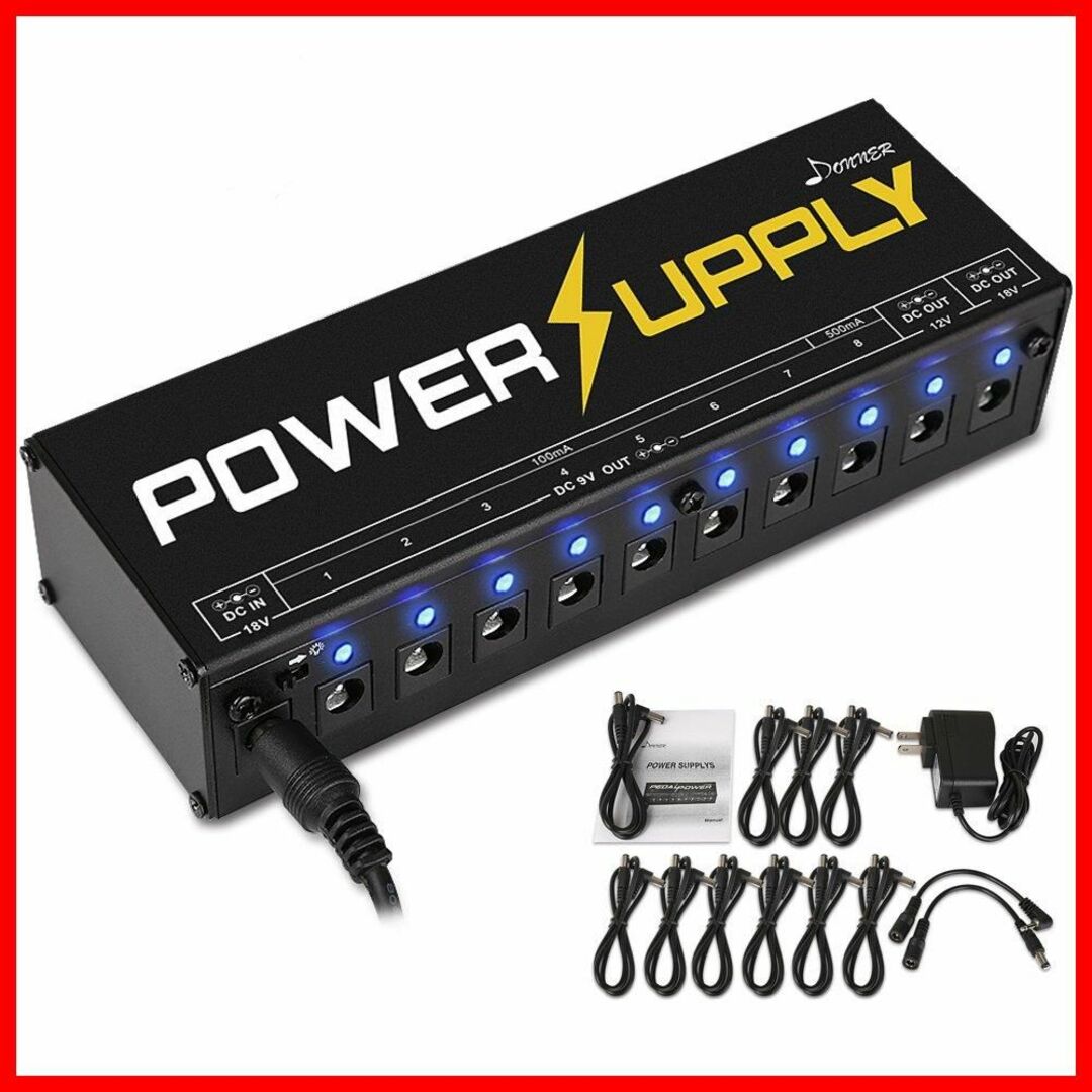 【サイズ:DP-1】Donner エフェクター電源 10チャンネル パワーサプラ