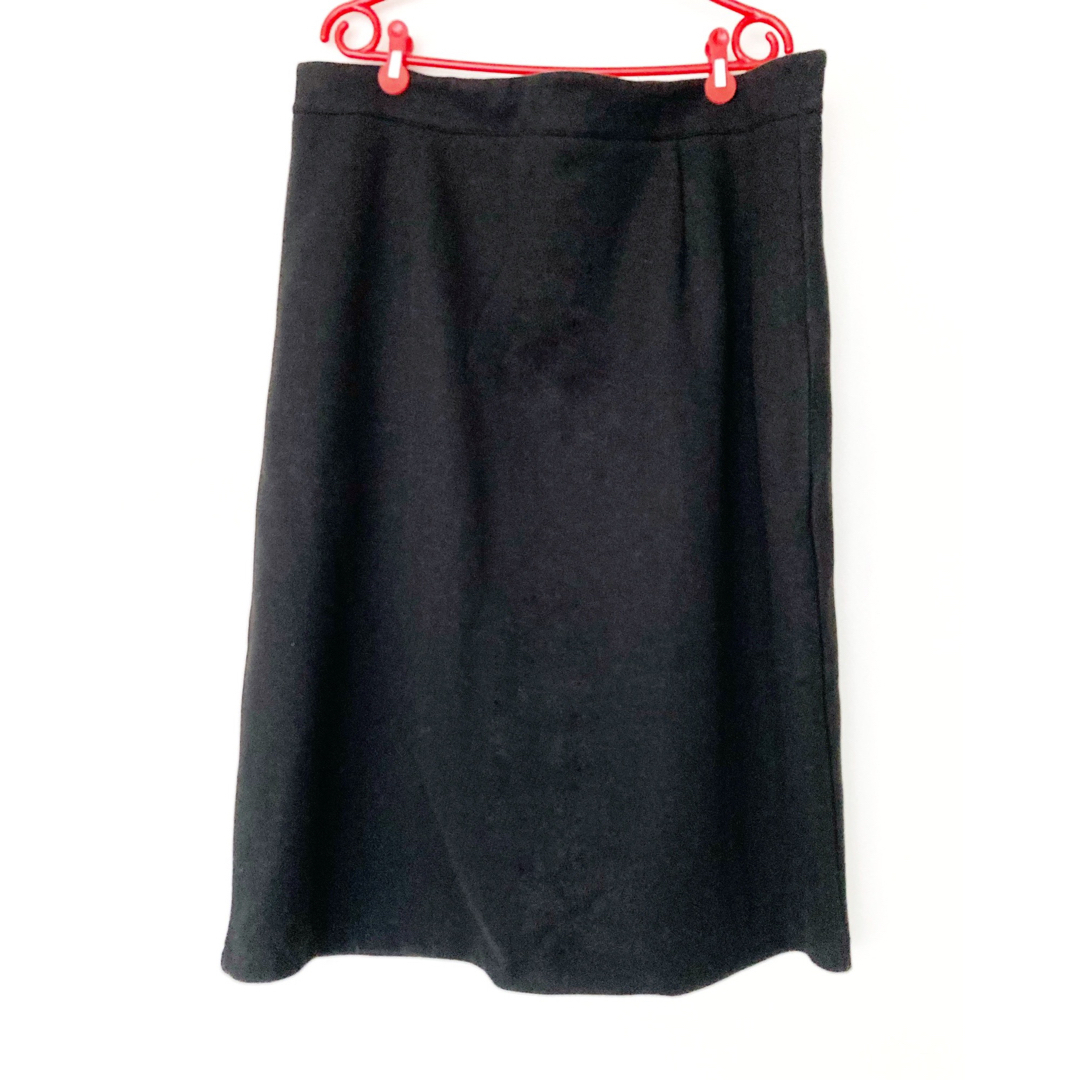 黒のボックススカート秋冬ウール風未使用品 レディースのスカート(ひざ丈スカート)の商品写真