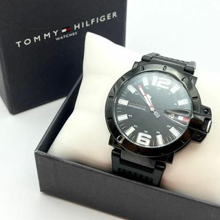 トミーヒルフィガー(TOMMY HILFIGER)のトミーヒルフィガー　腕時計　メンズ　ブラック　動作品　アナログ 稼働品(腕時計(アナログ))