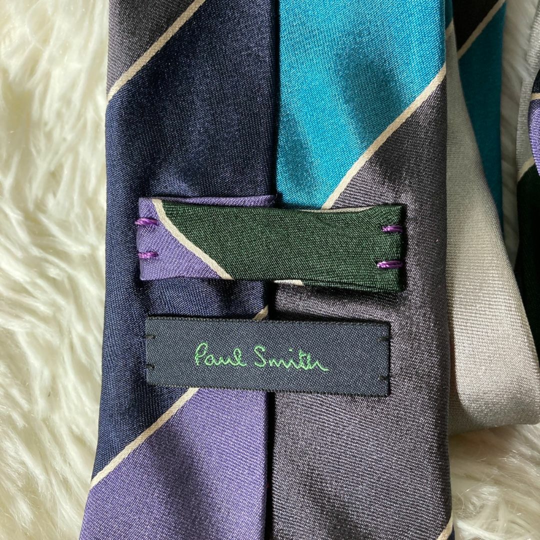 Paul Smith(ポールスミス)の美品 ポールスミス マルチストライプ シルク ネクタイ 日本製 裏地花柄 メンズのファッション小物(ネクタイ)の商品写真