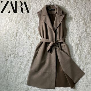 美品　ZARA ラップコート　ロングコート　羽織り　女優襟　Aライン　キャメル