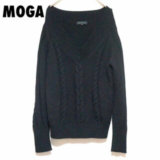 モガ(MOGA)のcu15MOGA/モガ/Vネックケーブルニットセーター/黒/サイズ 2レディース(ニット/セーター)