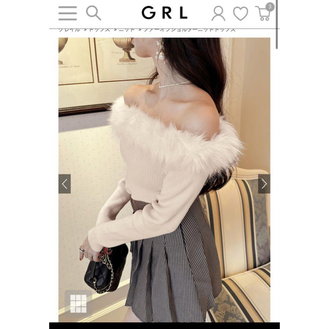 GRL(グレイル)のファーオフショルダーニットトップス[an1271] レディースのトップス(ニット/セーター)の商品写真