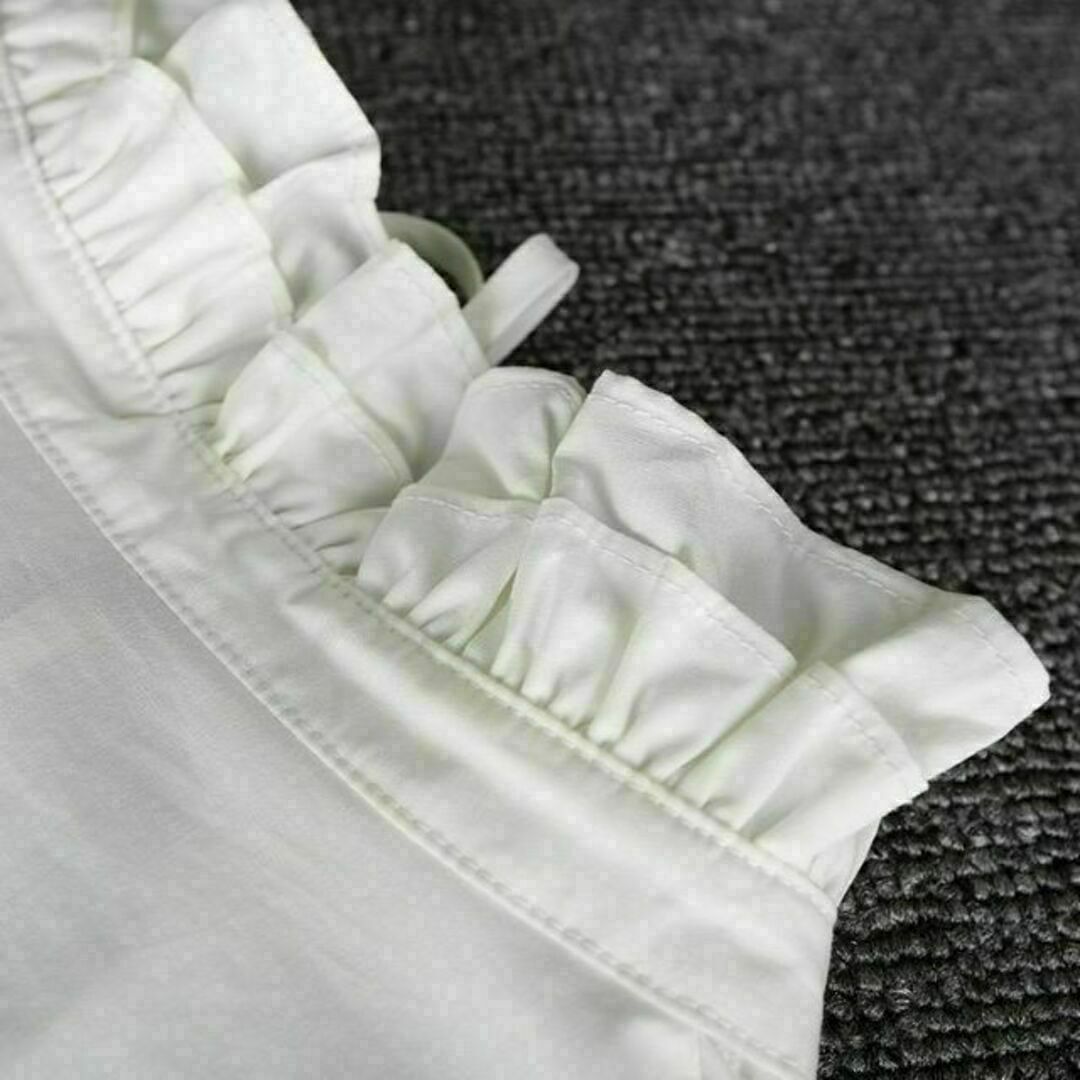 スタンドカラーとお袖のフリルが可愛い♡フリル襟シャツ♪白 インポート ブラウス 4