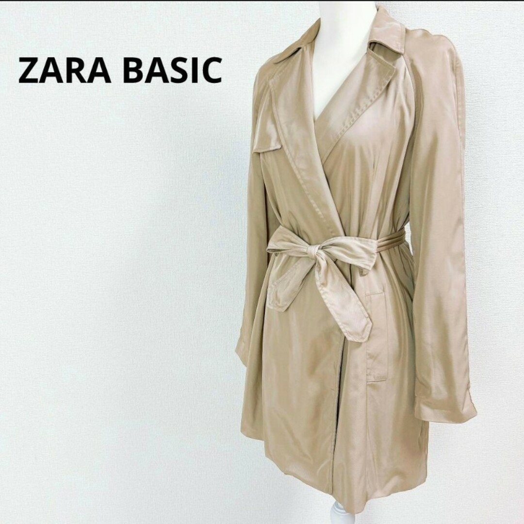 ZARA BASIC 　ザラベーシック　スプリングコート  ベージュ　紐付き