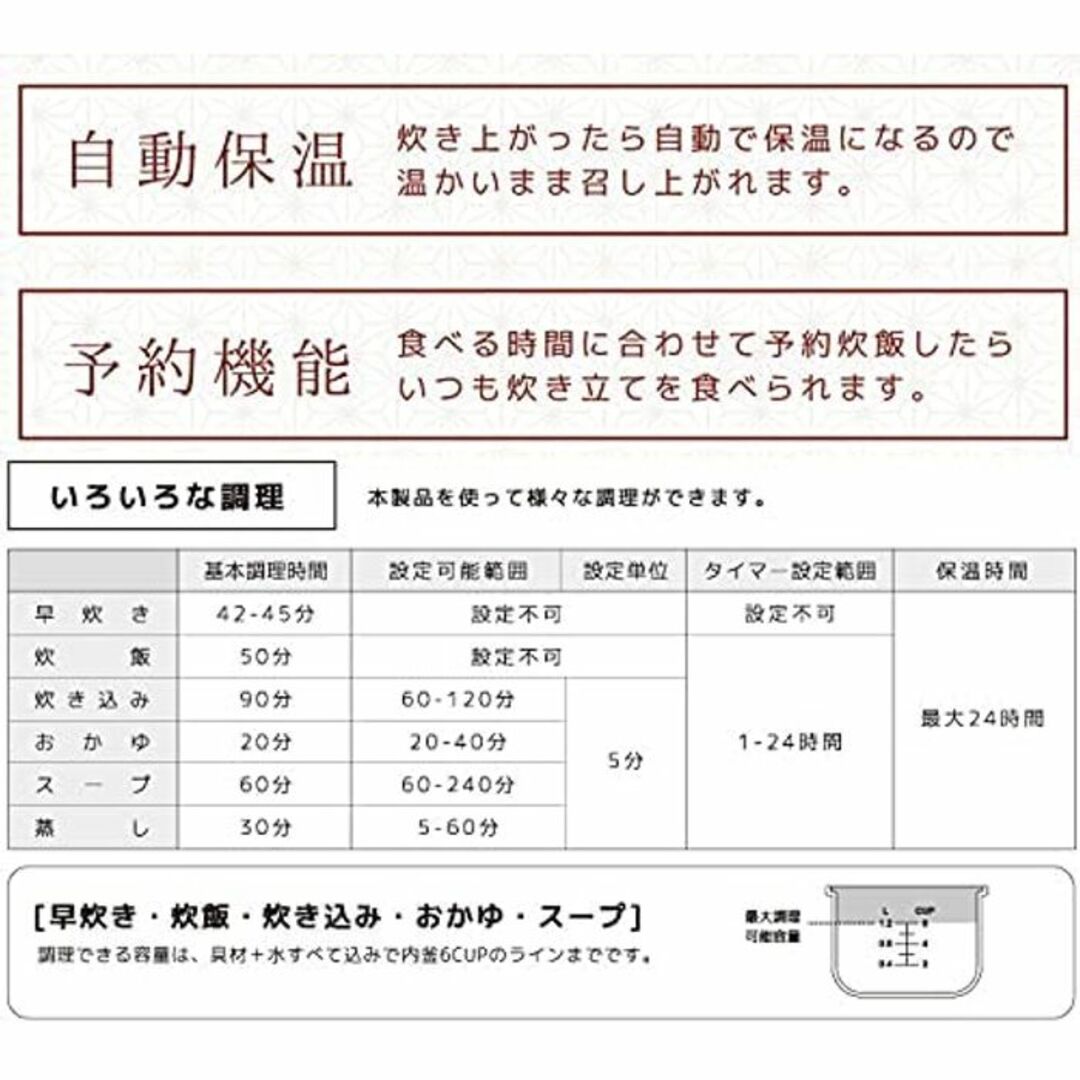 ★送料無料★ 炊飯器 5.5合 予約 保温 早炊き お粥 スープ 蒸し料理