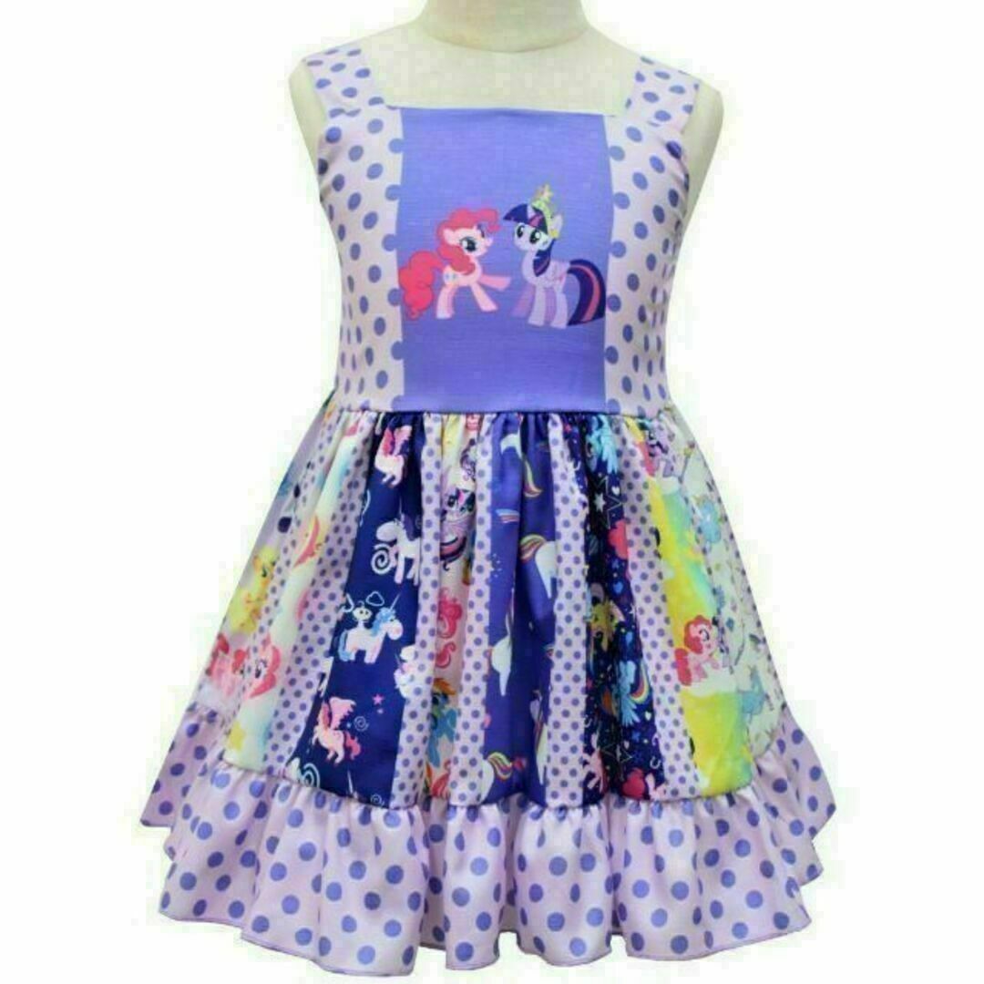 かわいい！マイリトルポニー パッチワーク風ワンピース レインボーダッシュ 140 キッズ/ベビー/マタニティのキッズ服女の子用(90cm~)(ワンピース)の商品写真