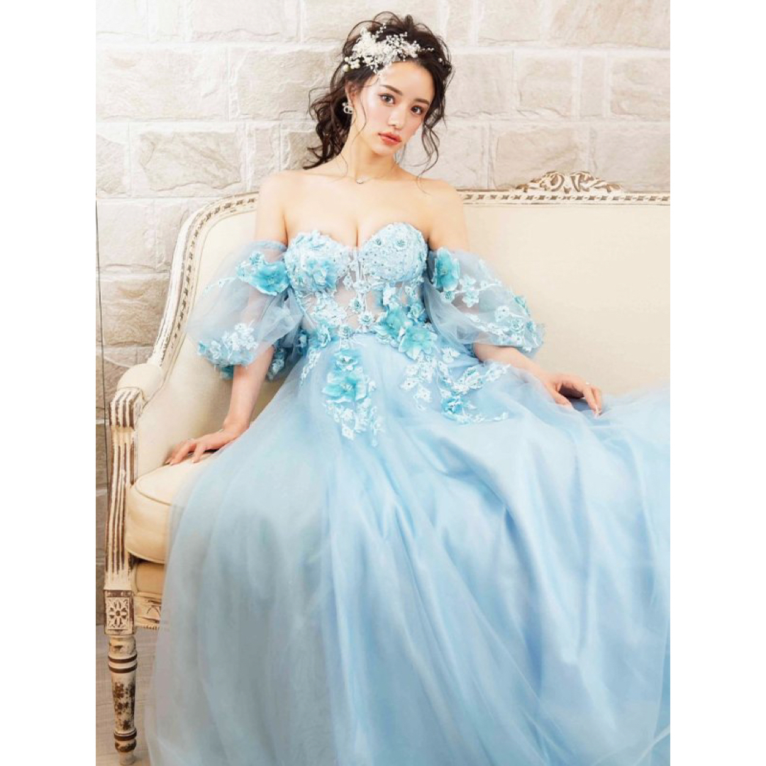AngelR - 21227*JEAN MACLEAN*立体フラワー刺繍プリンセスドレスwhM