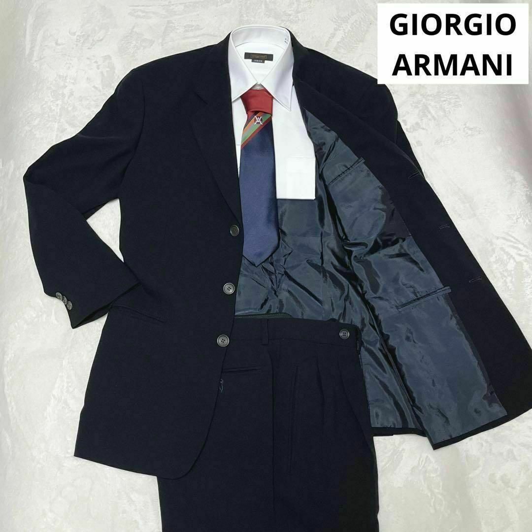 Giorgio Armani(ジョルジオアルマーニ)の【大人気黒タグ】ジョルジオアルマーニ　 スーツ　セットアップ ウール　Mサイズ メンズのスーツ(セットアップ)の商品写真