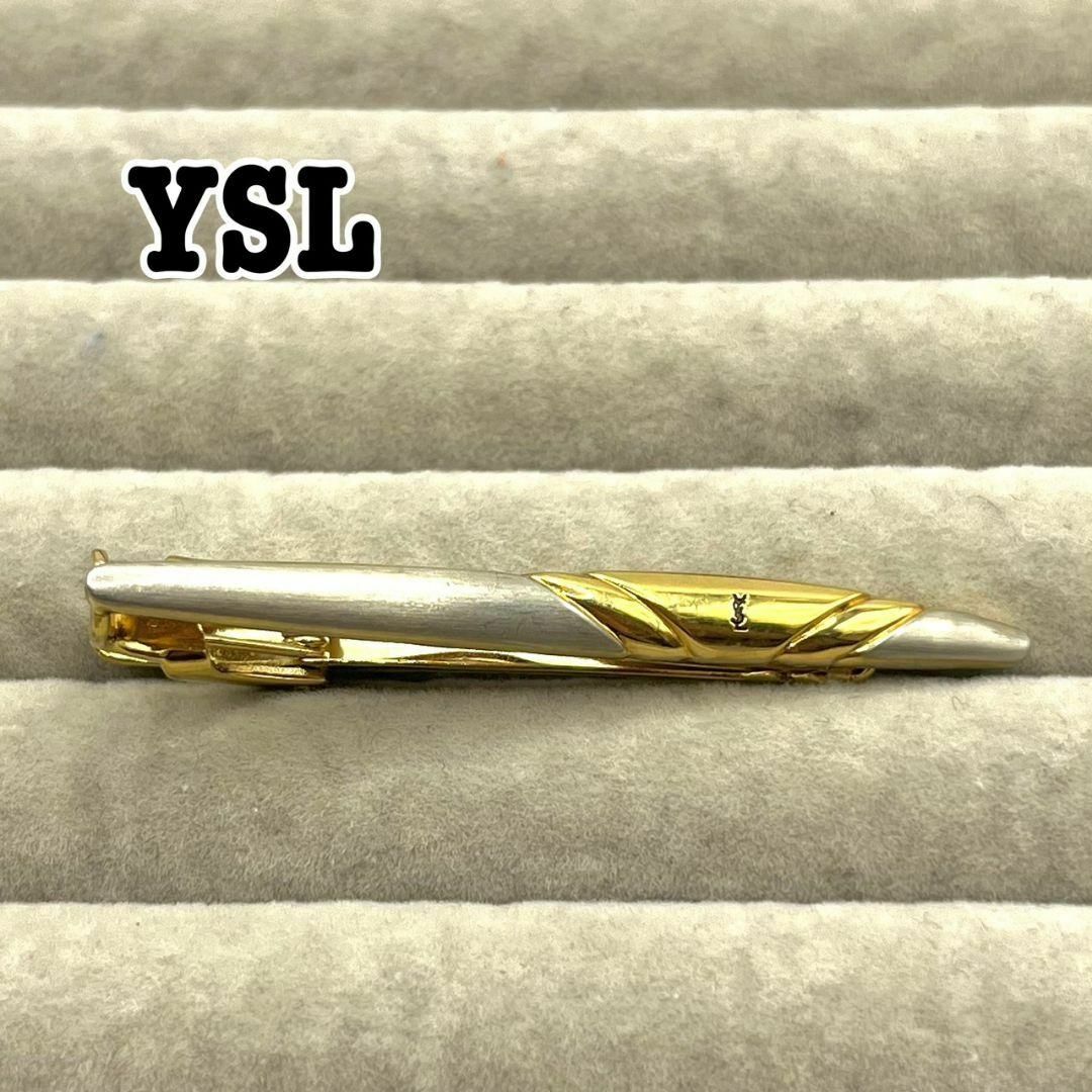 YSL イヴ・サンローラン　ネクタイピン　タイバー　ゴールド　シルバー　ロゴ入り | フリマアプリ ラクマ