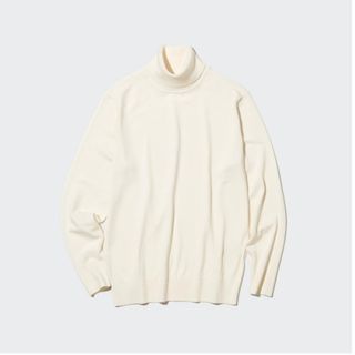 ユニクロ(UNIQLO)のUNIQLO エクストラファインメリノタートルネックセーター アイボリー S(ニット/セーター)