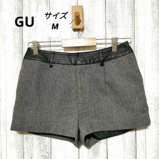 ジーユー(GU)のGU　ジーユー　(M)　ウエスト合皮ショートパンツ　ヘリンボーン柄(ショートパンツ)