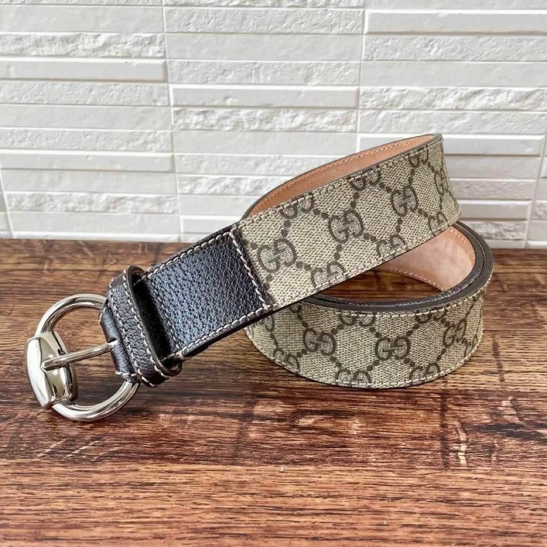 Gucci - 美品 グッチ GG スプリーム PVC × レザー ベルト バックル