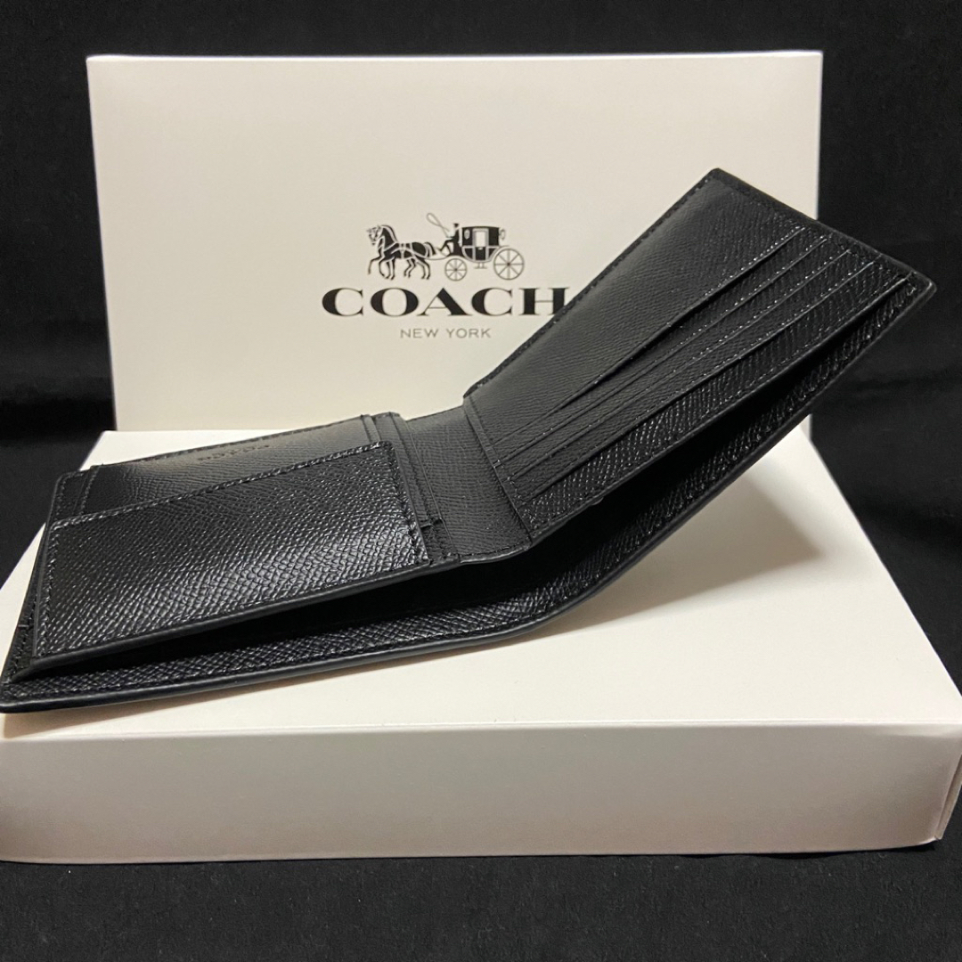 COACH(コーチ)の贈り物にも☆コーチ ミニマル 財布 シンプルなクロスグレインレザー 二つ折 メンズのファッション小物(折り財布)の商品写真