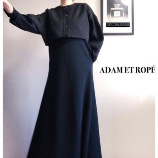 アダムエロペ(AER ADAM ET ROPE)のショートジャケットコンビリブワンピースセットアップ　ロングワンピース　ジャケット(ロングワンピース/マキシワンピース)