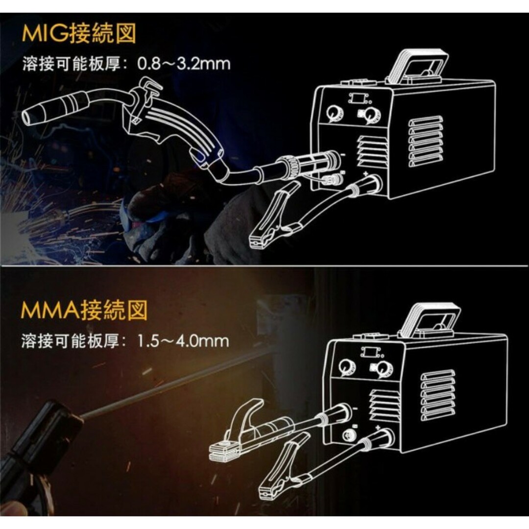 MIG MMA 2in1 半自動 溶接機 100v 130A ノンガス 説明書-